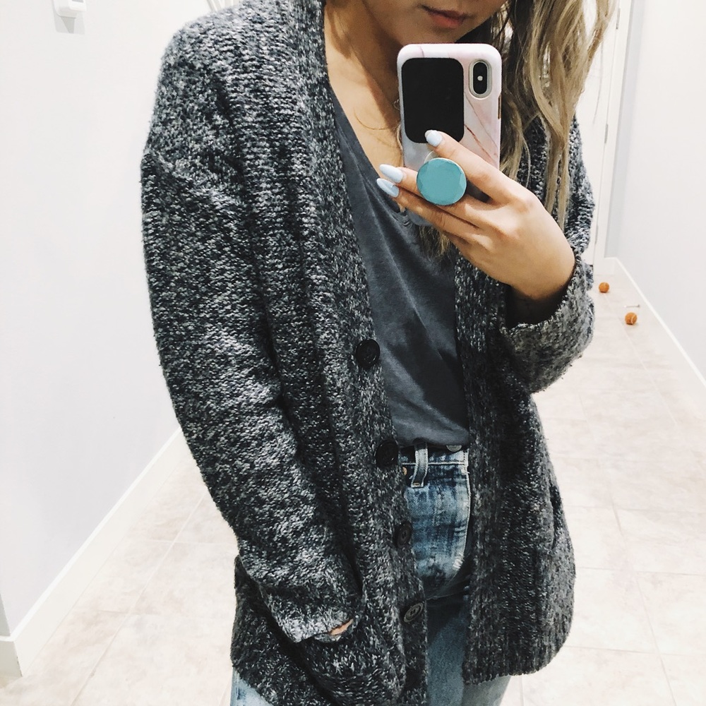 Forever21 Fuzzy Grey Cardigan